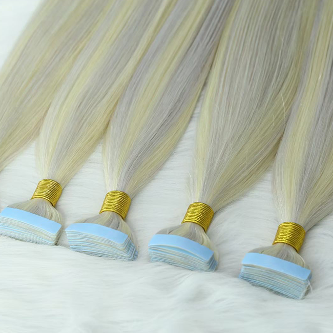 Top Quality double drawn Tape hair 100% remy human hair tape in hair extensions 